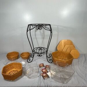 Longaberger generations hexagon stand and baskets.